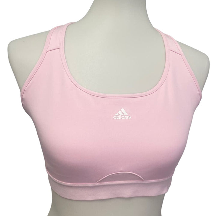 New Adidas Large 44DD Pink Medium Support Removeable Pads Training Sports Bra