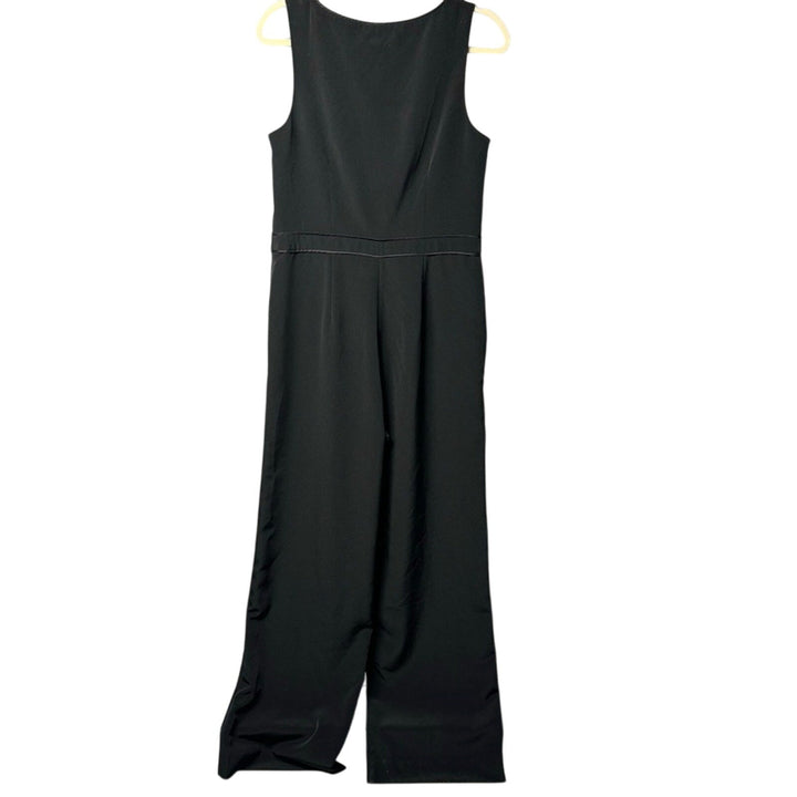 New The Limited Womens Size 8 Black 100% Polyester Sleeveless Front Zip Jumpsuit