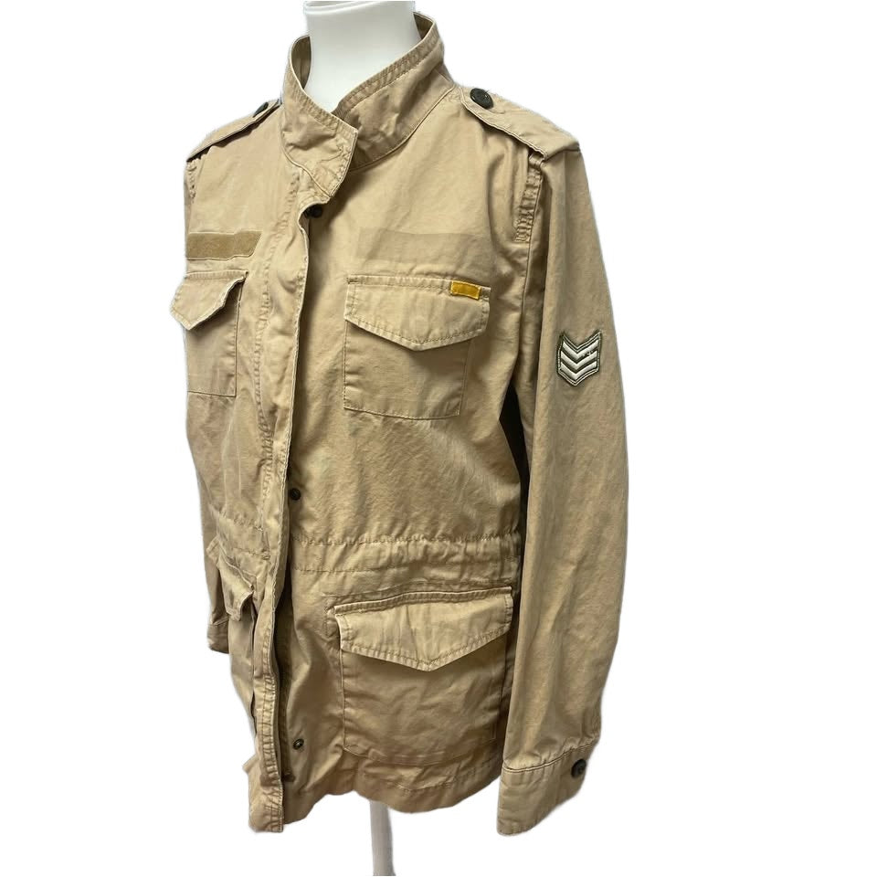 Old Navy Womens Large Zip Snap Up Khaki Military Style Lightweight Jacket