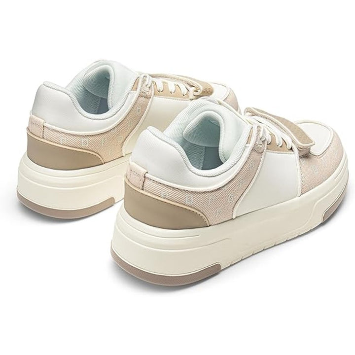 Dream Pairs Womens Size 6.5 White Pink Lace Up Hook Loop Platform Sneakers Shoes