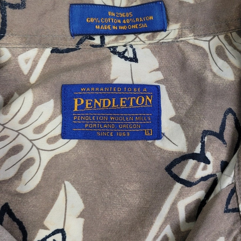 Pendleton Mens Large Cotton Rayon Short Sleeve Button Up Hawaiian Shirt