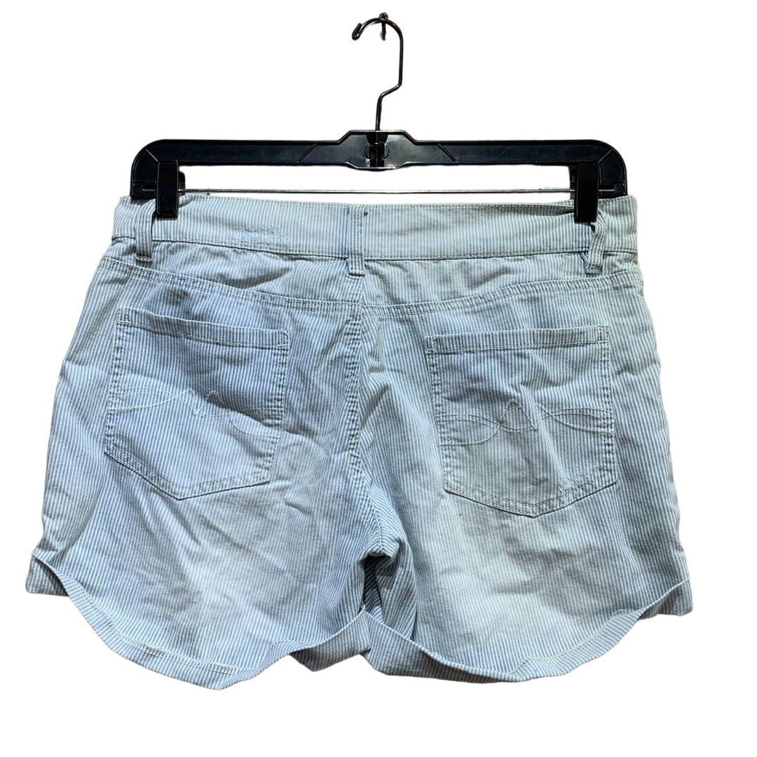 New York &amp; Company Size 10 Distressed Cotton Blend Blue Pin Stripe Short Shorts