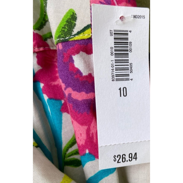 NWT New Old Navy Womens Size 10 Ivory 100% Rayon Floral Short Flowy Skirt