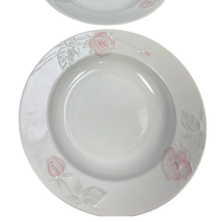 Set of 4 Home Beautiful Rose Blush Fine China 8.5" Shallow Bowls Made in Japan