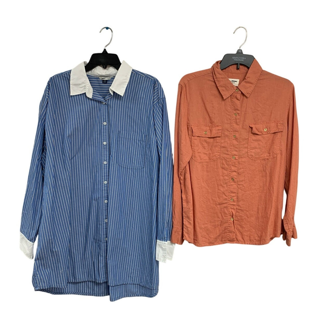 2 New American Eagle Womens Medium Long Sleeve Collared Button Up Shirts