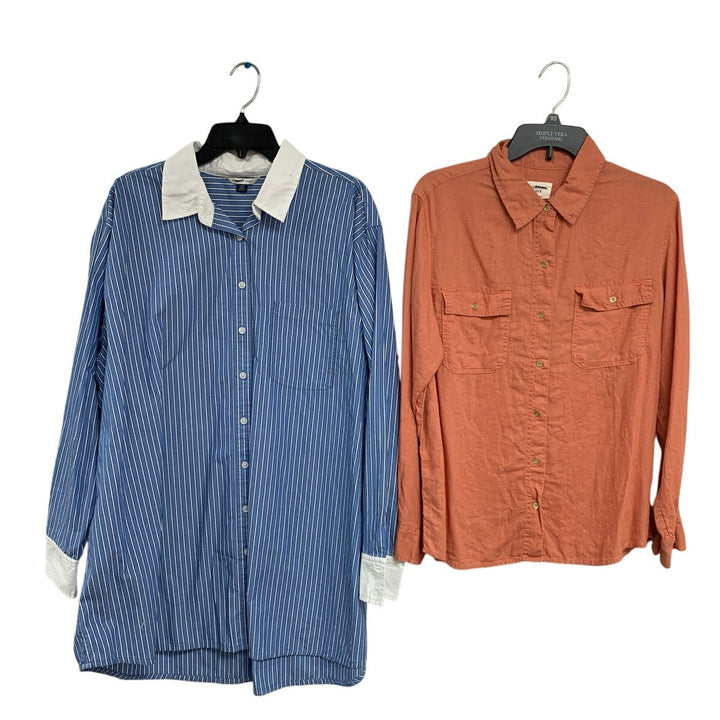 2 New American Eagle Womens Medium Long Sleeve Collared Button Up Shirts