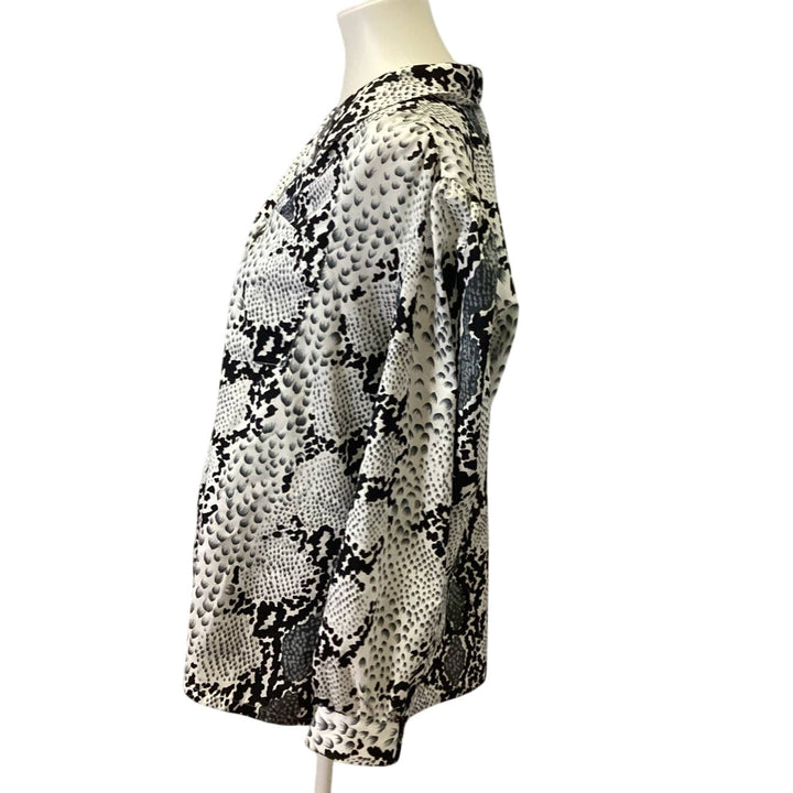 Vintage Judy Bond Size 18 Long Sleeve Snakeskin Print Flowy Polyester Blouse Top