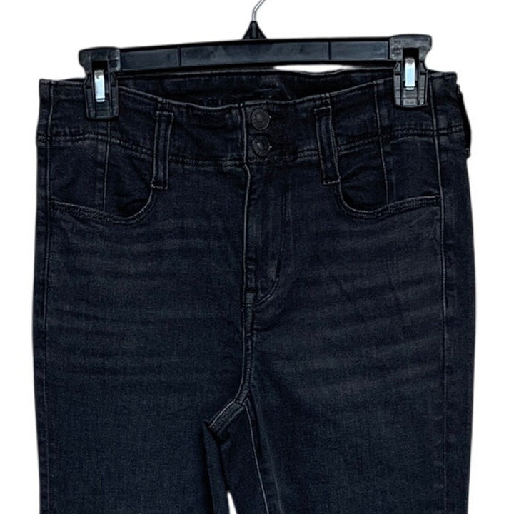 New American Eagle Womens Size 4 High Rise Skinny Kick Black Denim Jeans
