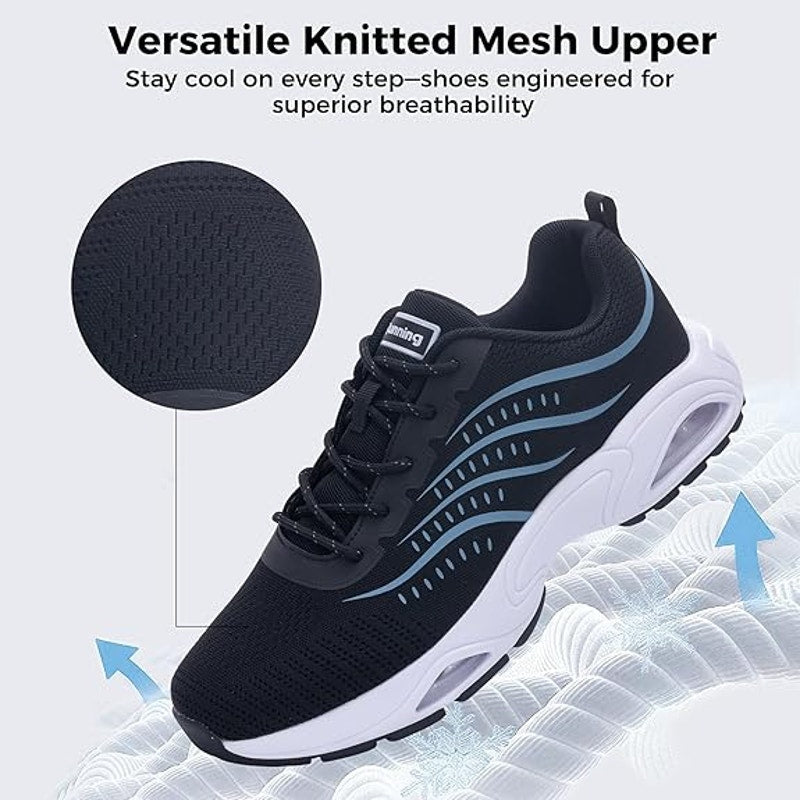 Maykx Mens Size 13 Black Blue Mesh Lace Up Breathable Comfort Athletic Shoes