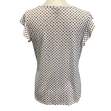 Worthington Womens Medium Keyhole Front Ruffled Short Sleeve Career Blouse Top