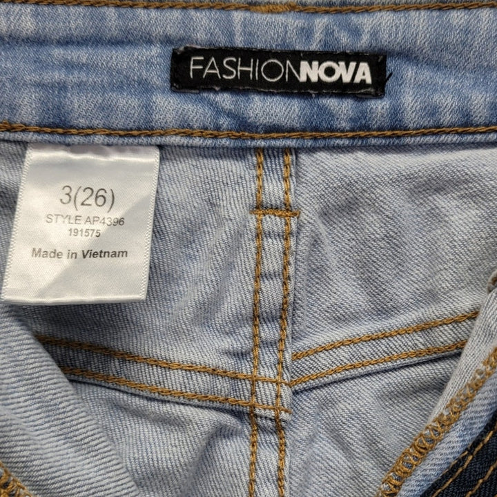 Fashion Nova Juniors 3 Cotton Spandex Factory Ripped &amp; Faded Denim Jeans