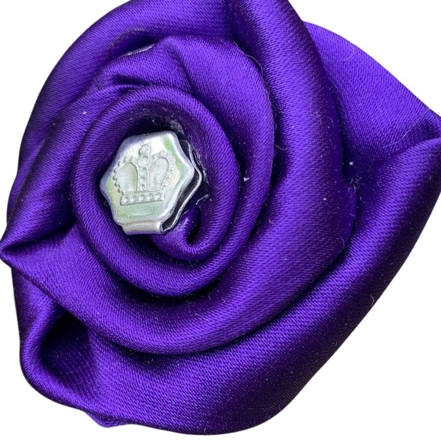Handmade Single Purple Love Gift Silk Rose Upcycled Necktie Mini Glass Vase Gift