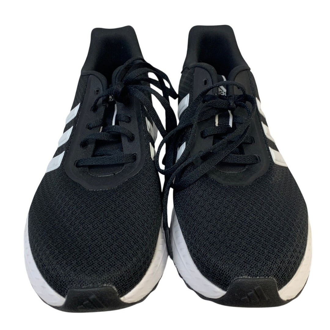 Adidas Mens Size 8.5 Black White Sneaker Lace Up Low Top Round Toe Athletic Shoes
