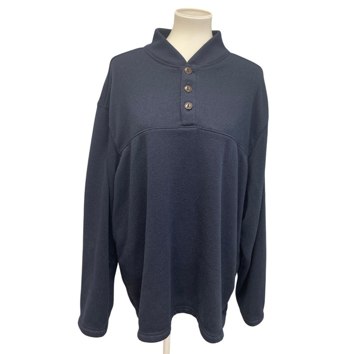 Puritan Mens 2XL Navy 100% Polyester Long Sleeve Quarter Button Pullover Sweater