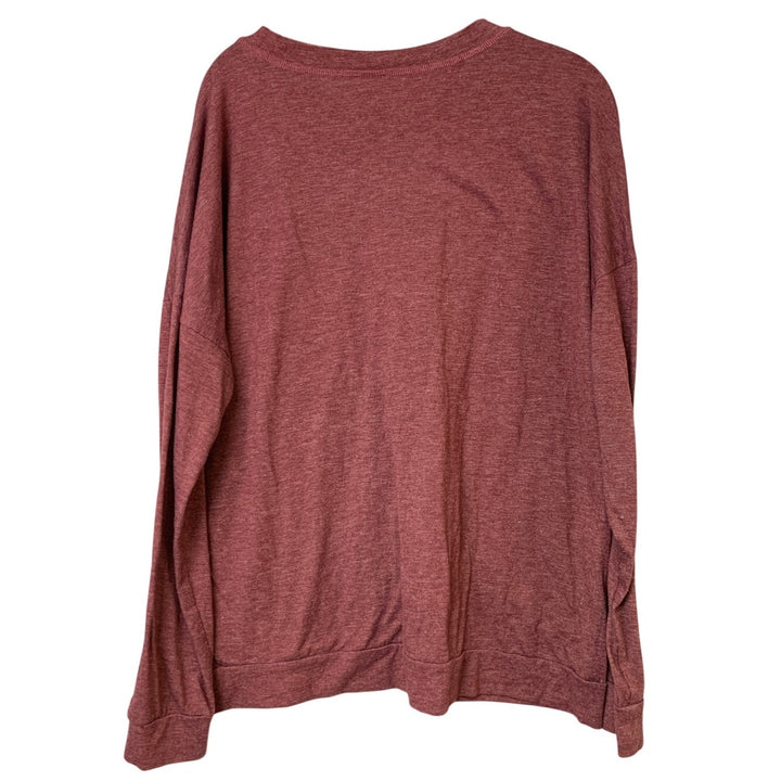 Upcycled Hand Printed Womens Large Pink Be Kind Heart Long Sleeve Tee Shirt EUC