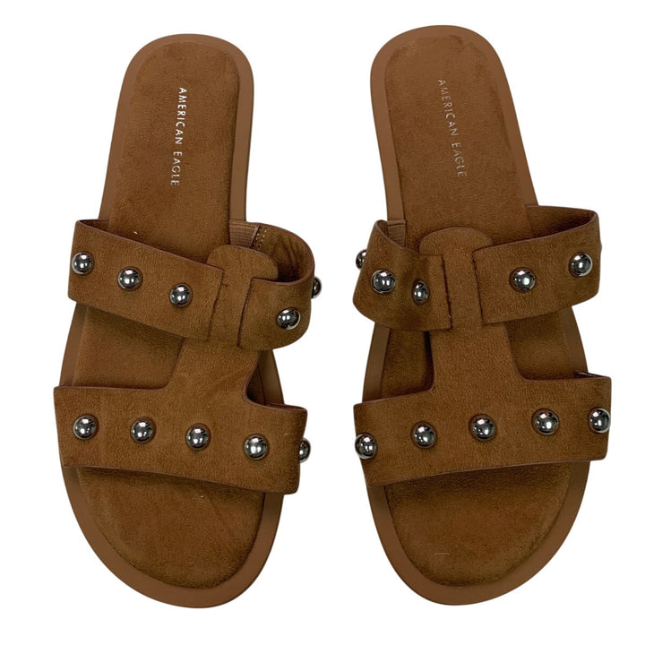 New American Eagle Womens US Size 6 Faux Suede Studded Flat Sandals