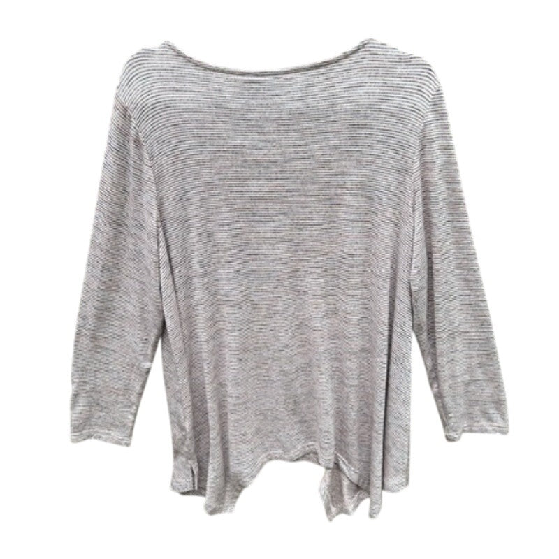 New Rafaella Womens XL Long Sleeve Sharkbite Hem Striped Lightweight Top Blouse