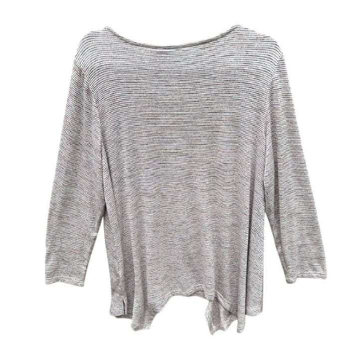 New Rafaella Womens XL Long Sleeve Sharkbite Hem Striped Lightweight Top Blouse