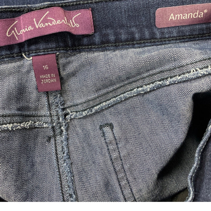 Gloria Vanderbilt Womens Size 16 Cotton Blend Amanda Dark Wash Denim Blue Jeans
