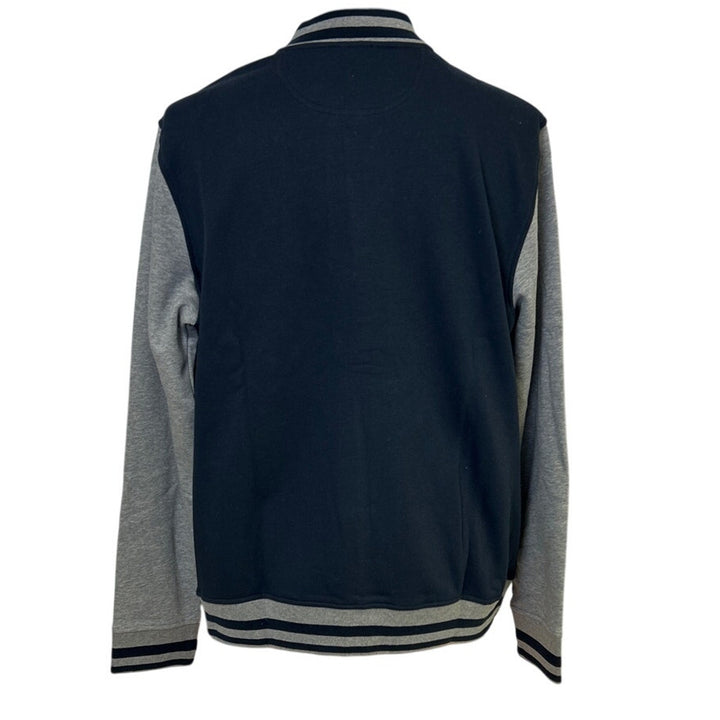 New Champion Mens Large Navy Gray Snap Up PolyCotton Athletic Wear Bomber Jacket