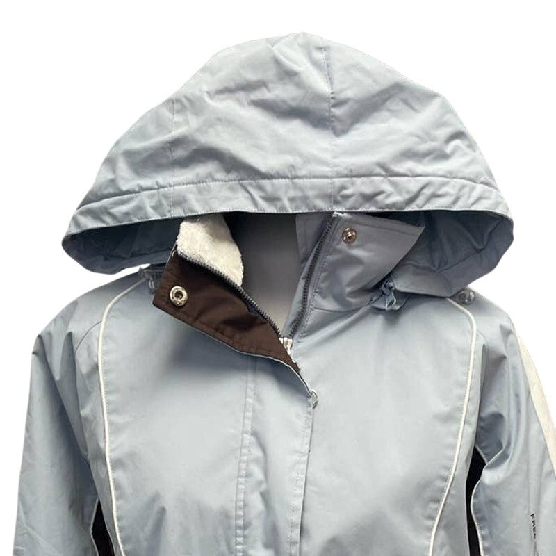 Radiance Free County Womens Large Long Full Zip Hooded Polyester Blend Coat
