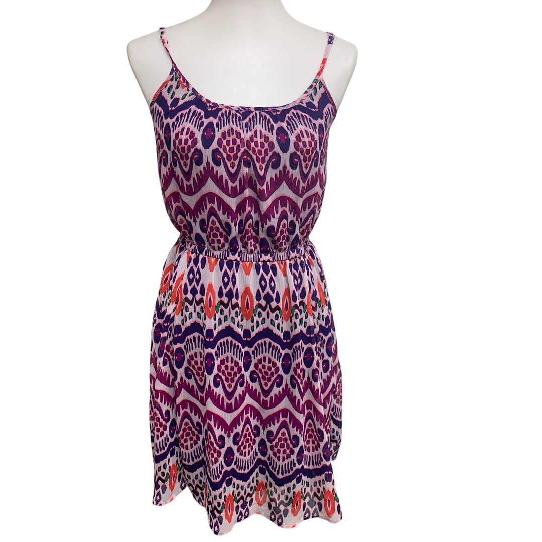 GAP Womens Medium Art Deco Geometric Design Spaghetti Strap Gathered Waist Dress
