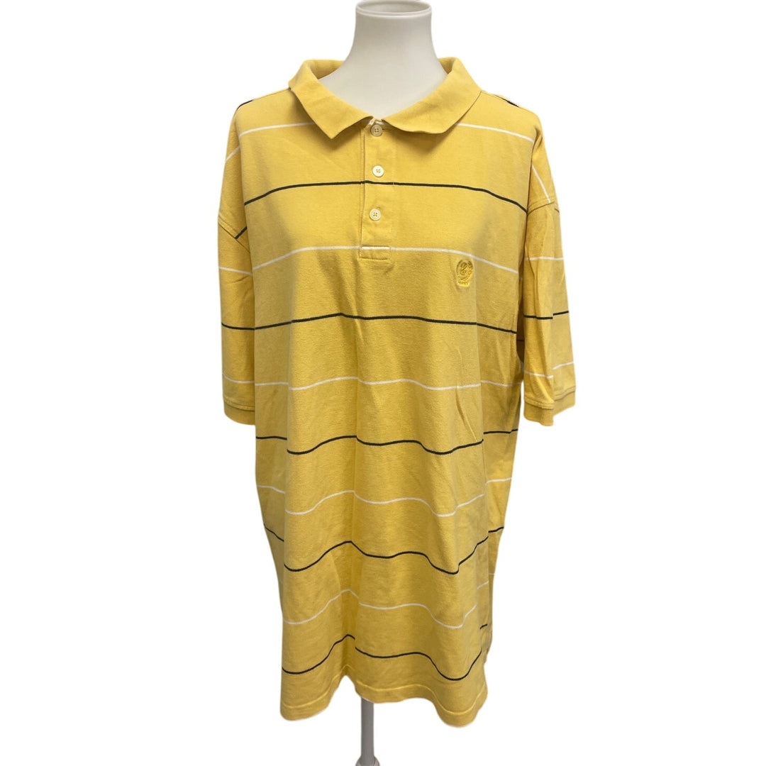 IZOD Mens 3XLT 100% Cotton Yellow B/W Striped Short Sleeve Collared Polo Shirt