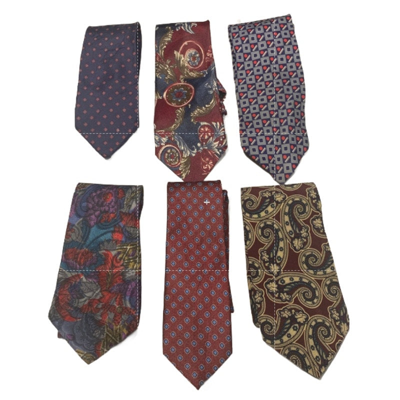 6 Wine Red Silver Gray Polka Dot Floral Paisley Vintage &amp; Newer Mens Neck Ties