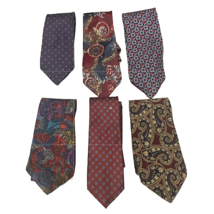 6 Wine Red Silver Gray Polka Dot Floral Paisley Vintage &amp; Newer Mens Neck Ties