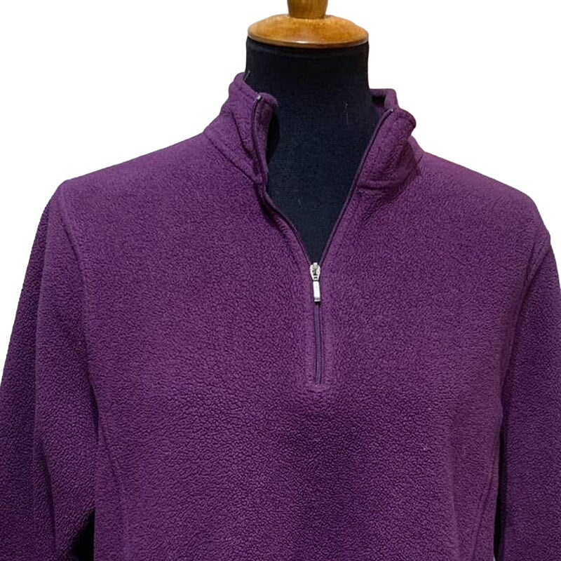 LL Bean Large Long Sleeve Fleece 1/4 Zip Polyester Blend Pullover Sweater