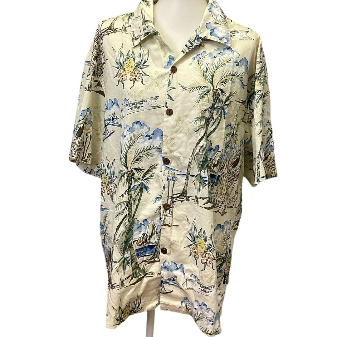 Toes on the Nose Mens XL Palm Tree Beach Hawaiian Button Up Short Sleeve Shirt