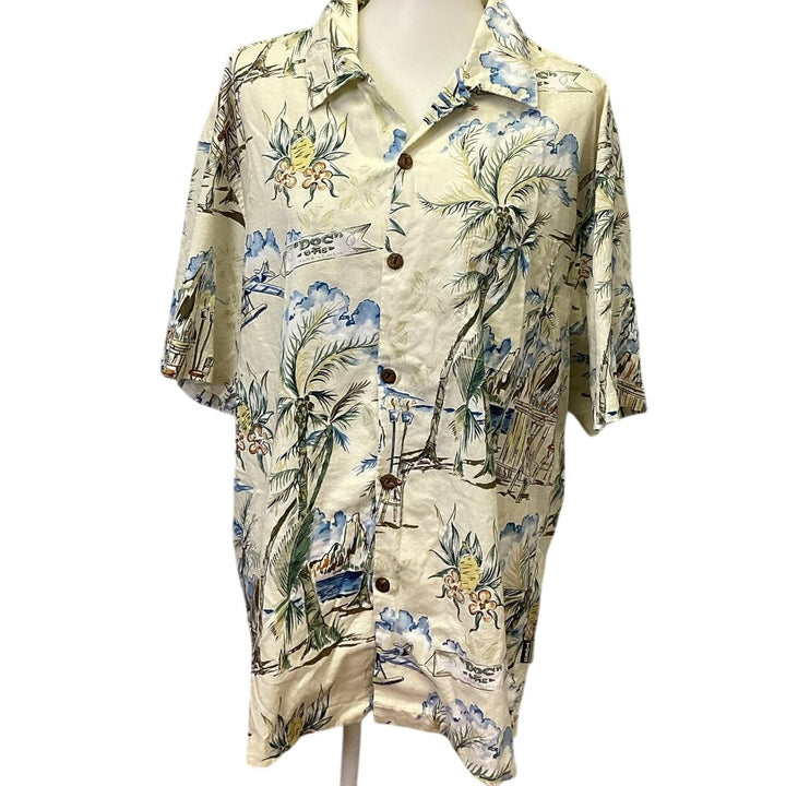 Toes on the Nose Mens XL Palm Tree Beach Hawaiian Button Up Short Sleeve Shirt