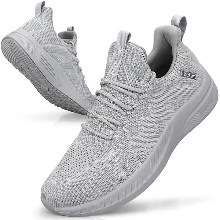 Feethit Mens Size 10 Gray Sneakers Lace Up Slip On Athletic Tennis Shoes