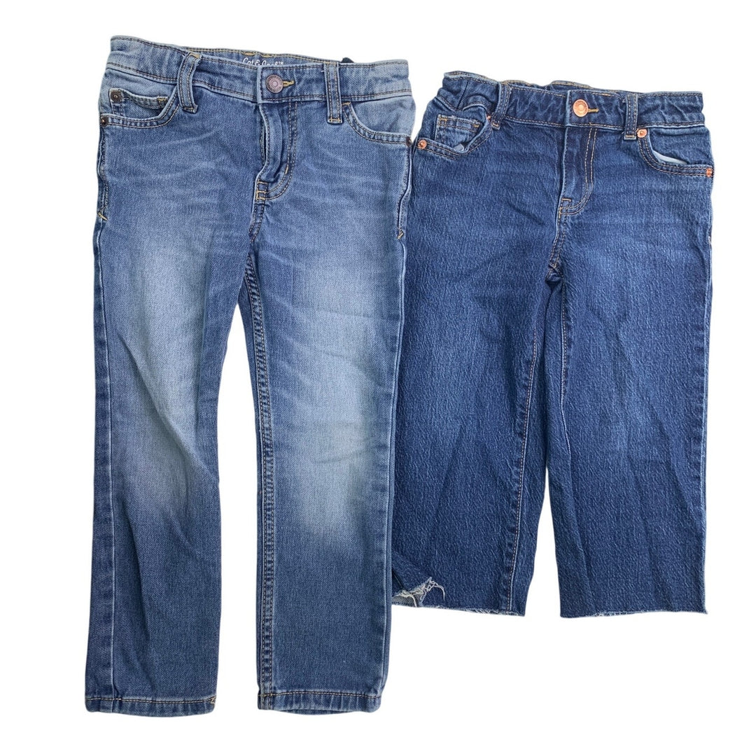 2 Cat &amp; Jack Girls Size 5 Skinny Wide Leg Stretch Adjustable Waist Denim Jeans