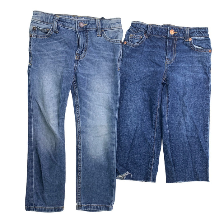 2 Cat &amp; Jack Girls Size 5 Skinny Wide Leg Stretch Adjustable Waist Denim Jeans