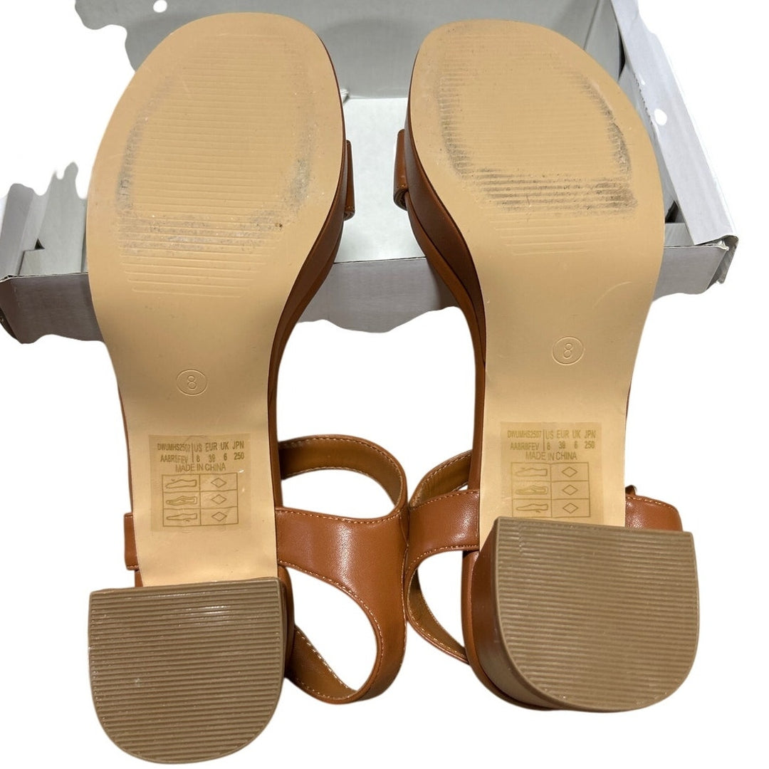 Dream Pairs Womens 8 Chestnut Brown Faux Leather 3" Block Heel Platform Sandals