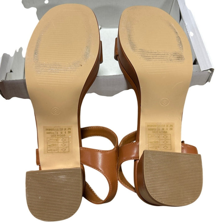 Dream Pairs Womens 8 Chestnut Brown Faux Leather 3" Block Heel Platform Sandals