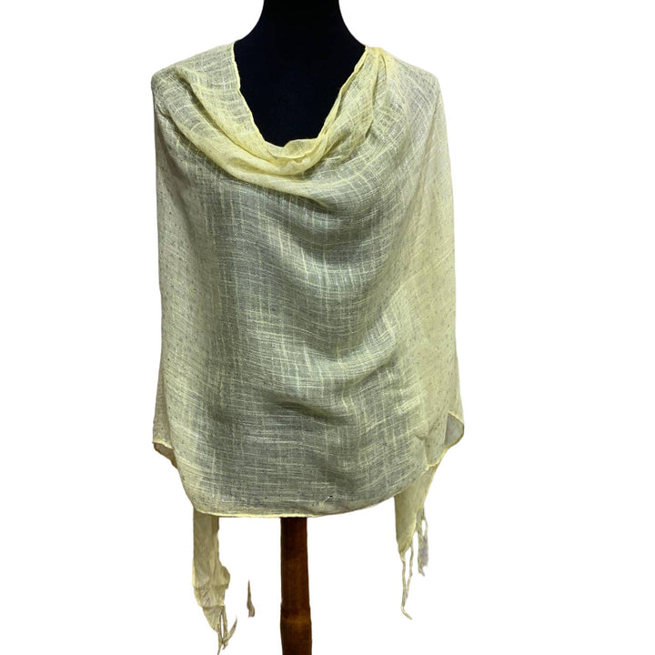Handmade Yellow Silver Stars Lightweight Poncho Shawl Wedding Wrap Scarf