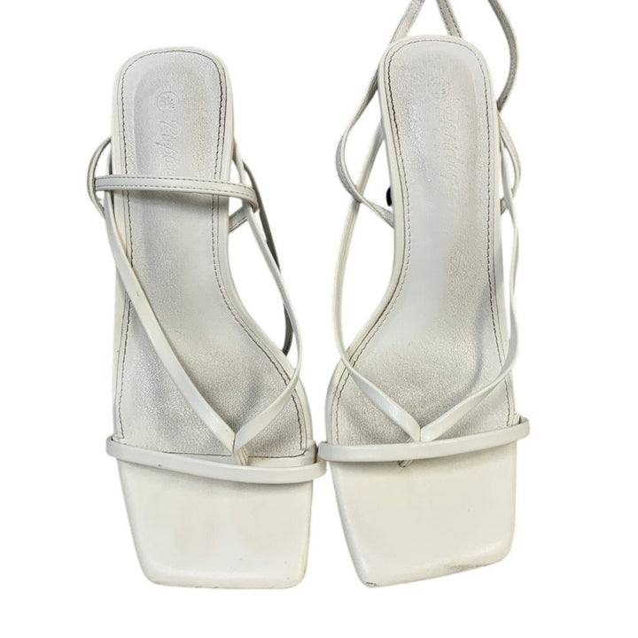 PiePieBuy Womens Size 6.5 White 3" Heel Open Square Toe Ankle Strap Shoes