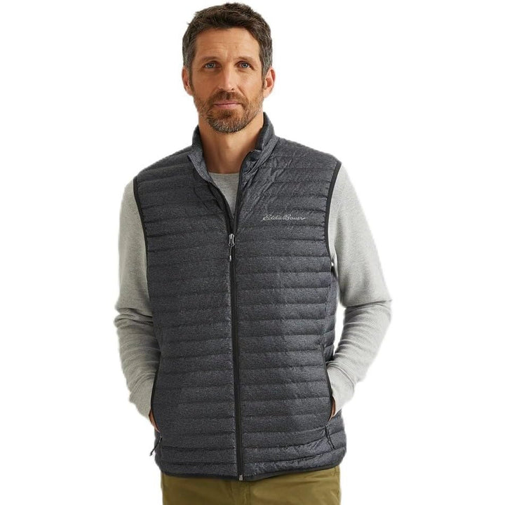 New Eddie Bauer Mens Medium Storm Gray Microlight 650FP Down Zip Up Puffer Vest
