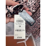 New Bar III Womens 1X Long Sleeve Polyester Leopard Spot V-Neck Flowy Blouse
