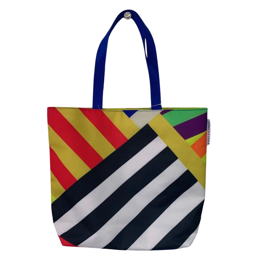NWT New Donald X Clinique 100% Polyester Free Gift Striped Makeup Tote Bag