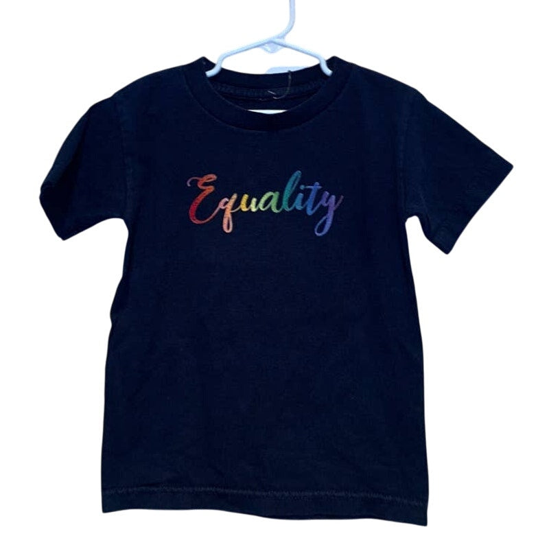 Handmade Upcycled Child 5T Rainbow Equality Pride Cotton Blend Short Sleeve Tee