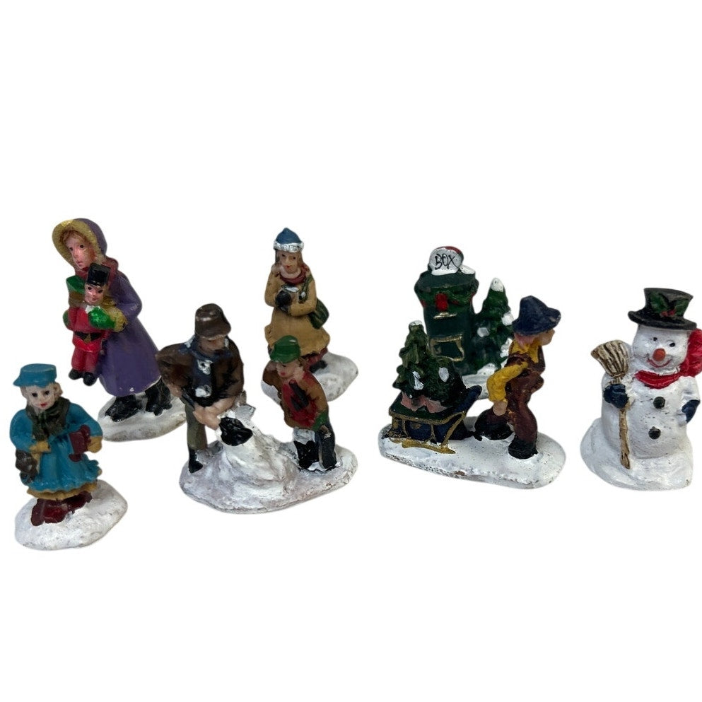 Lot of 7 Snowman People Sled Nutcracker Tree Christmas Figurine Decorations