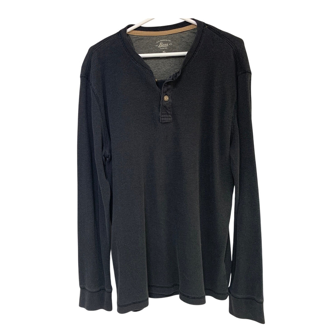Lot of 2 GH Bass &amp; CO Knit Goods Mens XL Black Blue Waffled Long Sleeve Shirts
