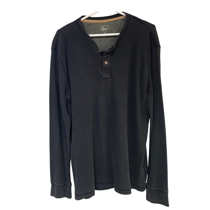 Lot of 2 GH Bass &amp; CO Knit Goods Mens XL Black Blue Waffled Long Sleeve Shirts