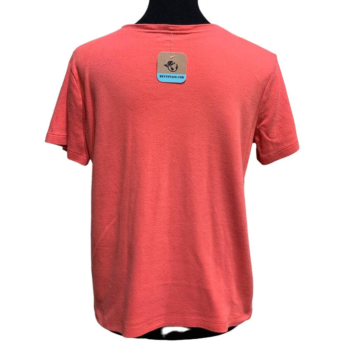Hand Printed Upcycled Womens Large Dragonfly Short Sleeve Crew Neck Tee
