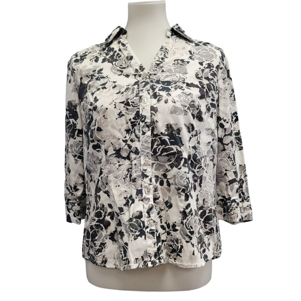 212 Collection Womens Medium Stretch Cotton Floral Long Sleeve Button Up Shirt