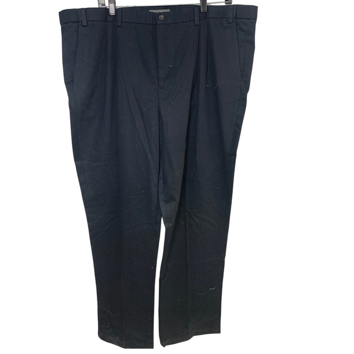 New Eddie Bauer Mens Size 46 Tall Black Relaxed Straight Fit Front Pleat Pants