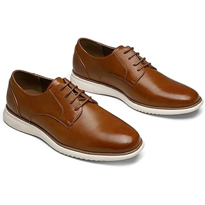 New Jousen Mens Size 9.5 Brown Faux Leather Lace Up Brogue Formal Oxfords Shoes